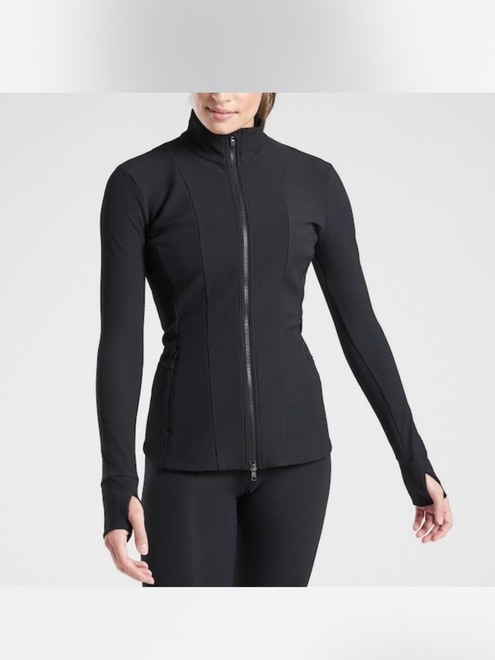 Athleta Black Full-Zip Bomber Jacket